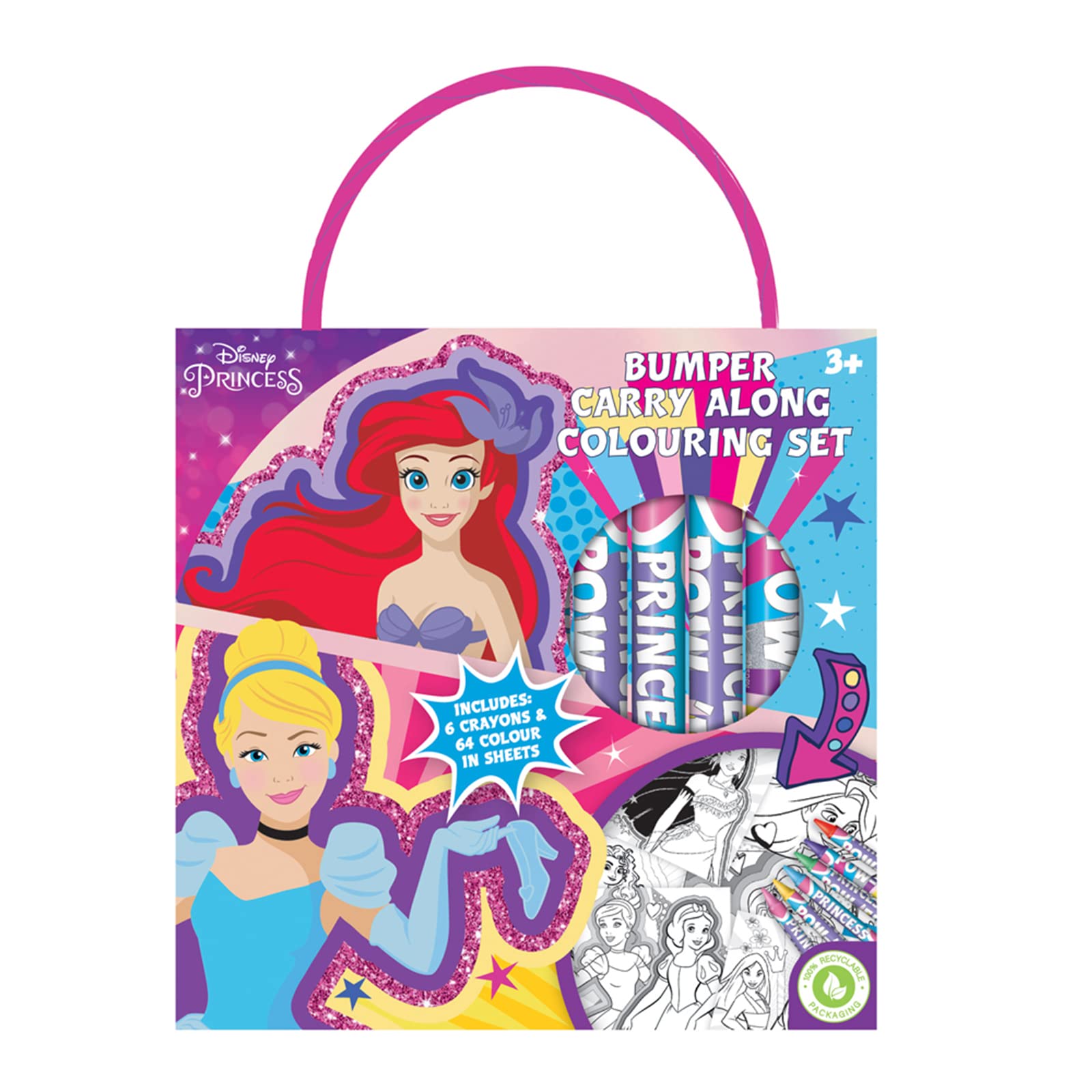 Design Group Creative Kids Craft Set Disney Princess Bumper Carry Along, Pink