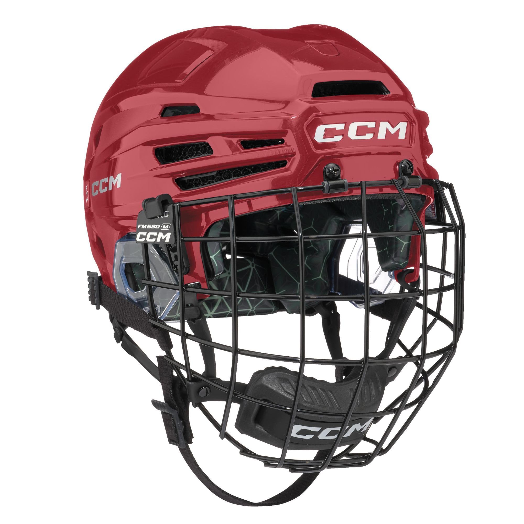 CCM Jetspeed FTW Senior Casco da hockey su ghiaccio da donna con griglia (rosso, XS/S)