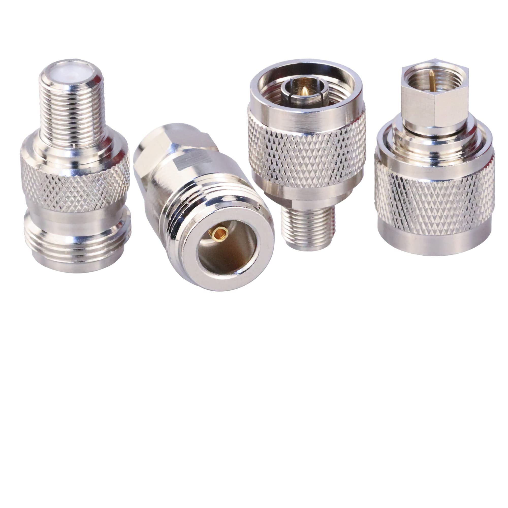 TUOLNK 4 Typ Set N-zu-F-Koax-Adapter-Kit F-Typ Buchse zu N-Typ Stecker Antenne RF-Koaxial-Koax-Adapter für Antennenverlängerungskabel N-Typ-F-Typ HF-Koax-Adapter-Kit