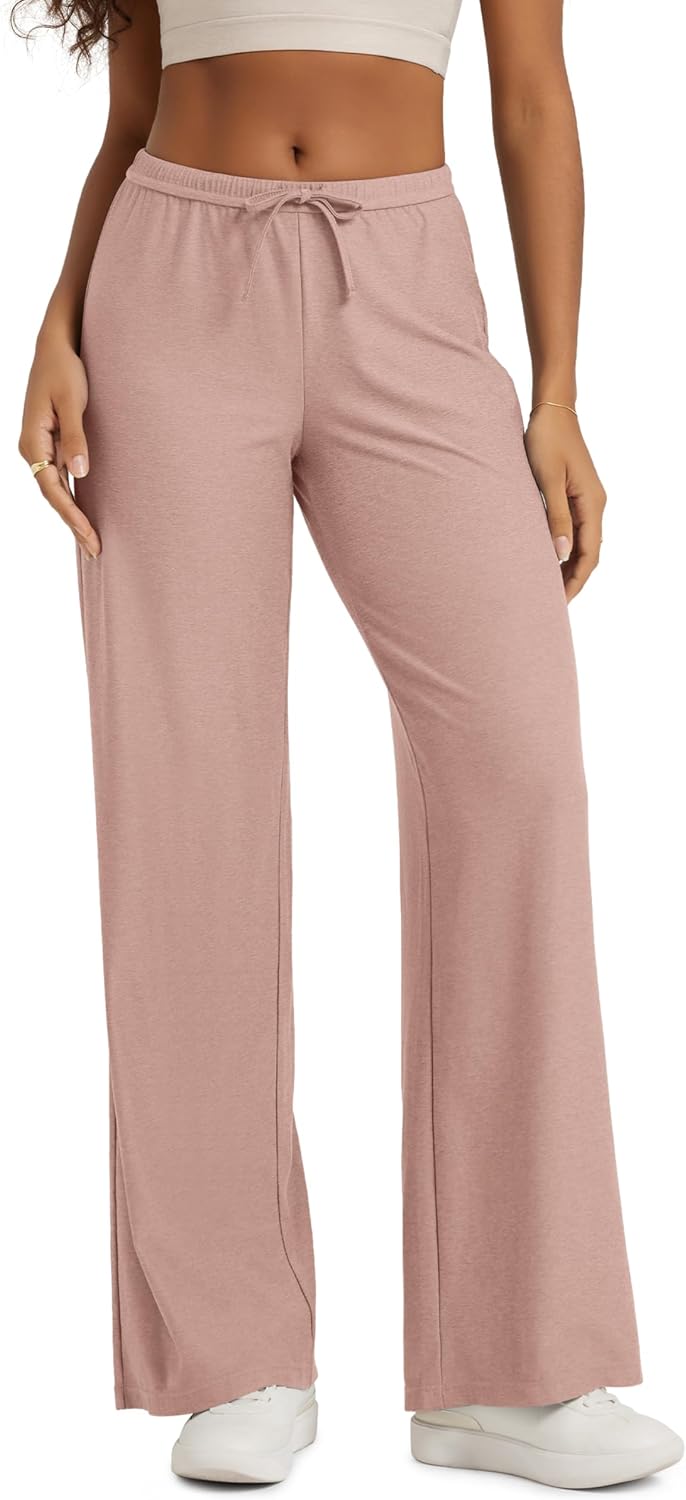 ODODOS Women's Wide Leg Pants - Ultra Soft odSTRATUM Tech Adjustable Mid-Rise Casual Pajama Lounge Pants