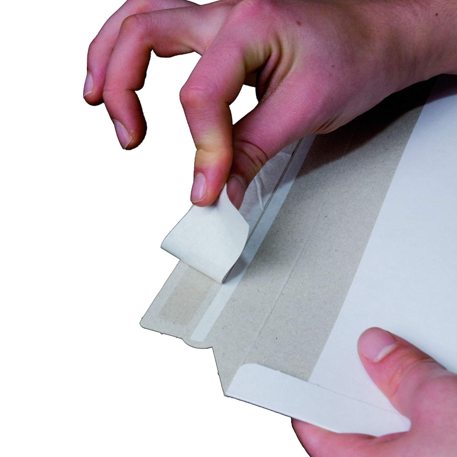KK Verpackungen Versandtaschen aus Vollpappe DIN A4 | 4000 Stück, 235x308x30mm | Selbstklebeverschluss mit Aufreißfaden | Knickschutz, Kantenschutz | Für Bücher, Kataloge, Dokumente, Weiß
