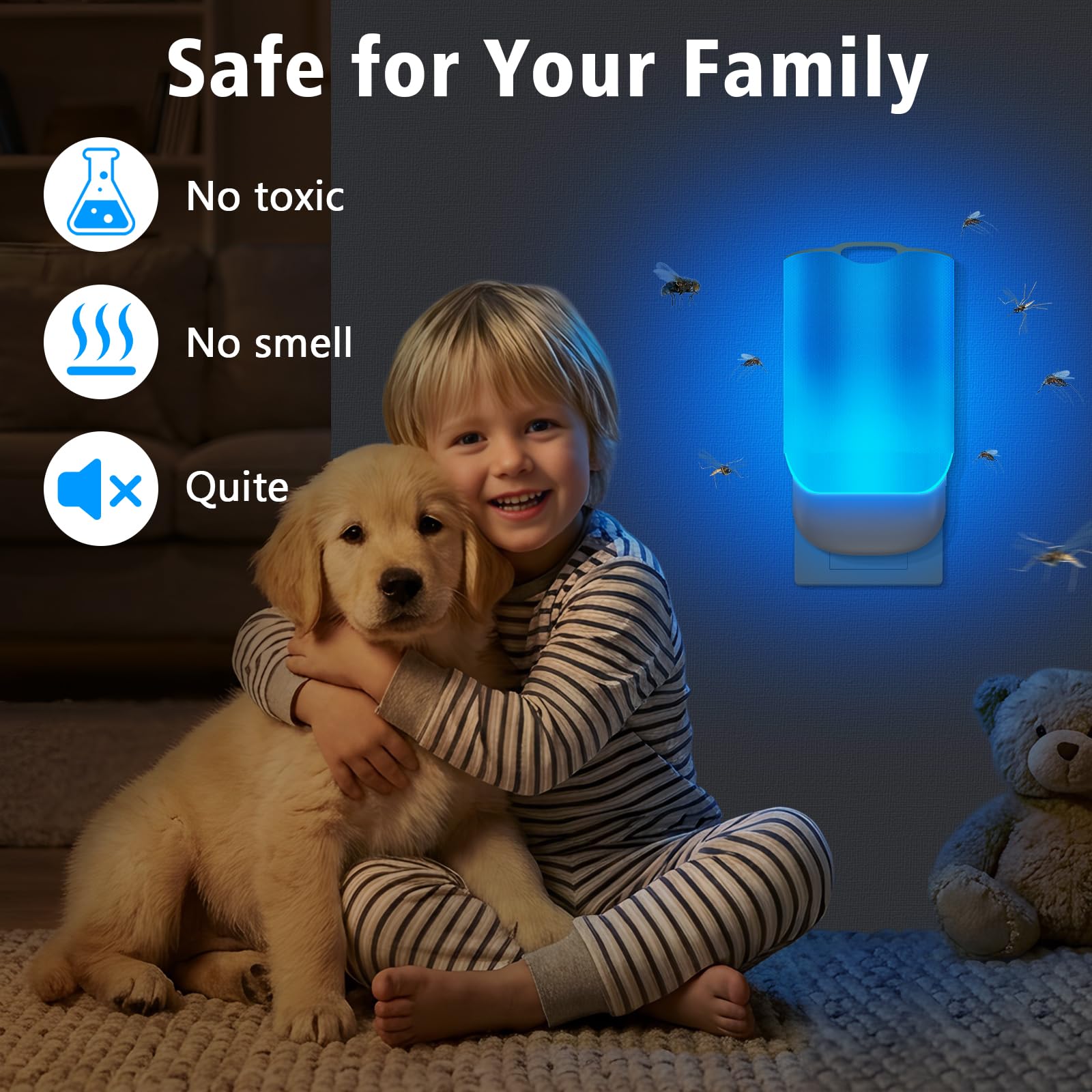 Trampa para insectos voladores para interiores, atrapasueños enchufable con luz UV para moscas de la fruta, mosquitos, seguro para la cocina y el hogar, dispositivo de mata insectos enchufable (2