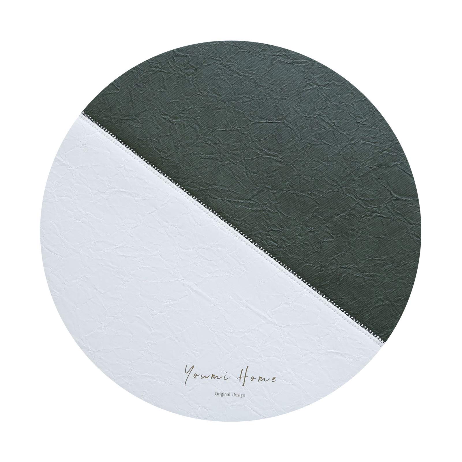 4 tovagliette all'americana in ecopelle con cuciture, impermeabili, a prova di olio, isolanti termici, antiscivolo, sottobicchiere per cucina e sala da pranzo, 14,76" x 0,39" (verde 14,76)