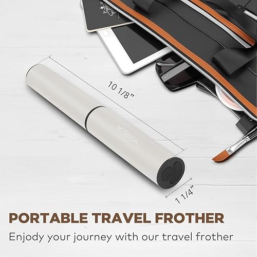 Miniatura 7 de Espumador de leche, espumador recargable a pilas para café, mezclador de bebidas portátil con 2 cabezales de batidor de acero inoxidable, espumador