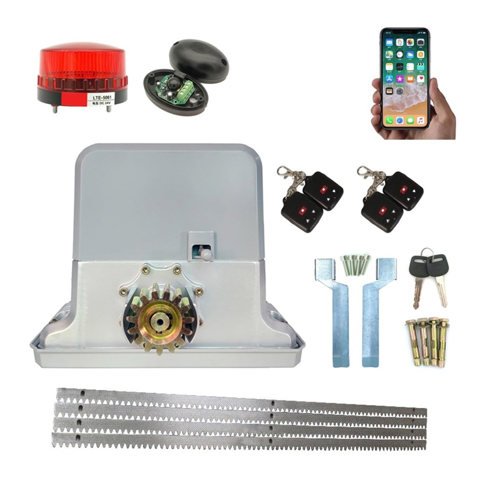 1800KGS Automatic Sliding Gate Operator of AC220V/110V Motor As Door Closer Gate Motor Engine(Sensor,Button,lamp, Optional) Pack(Kit11)