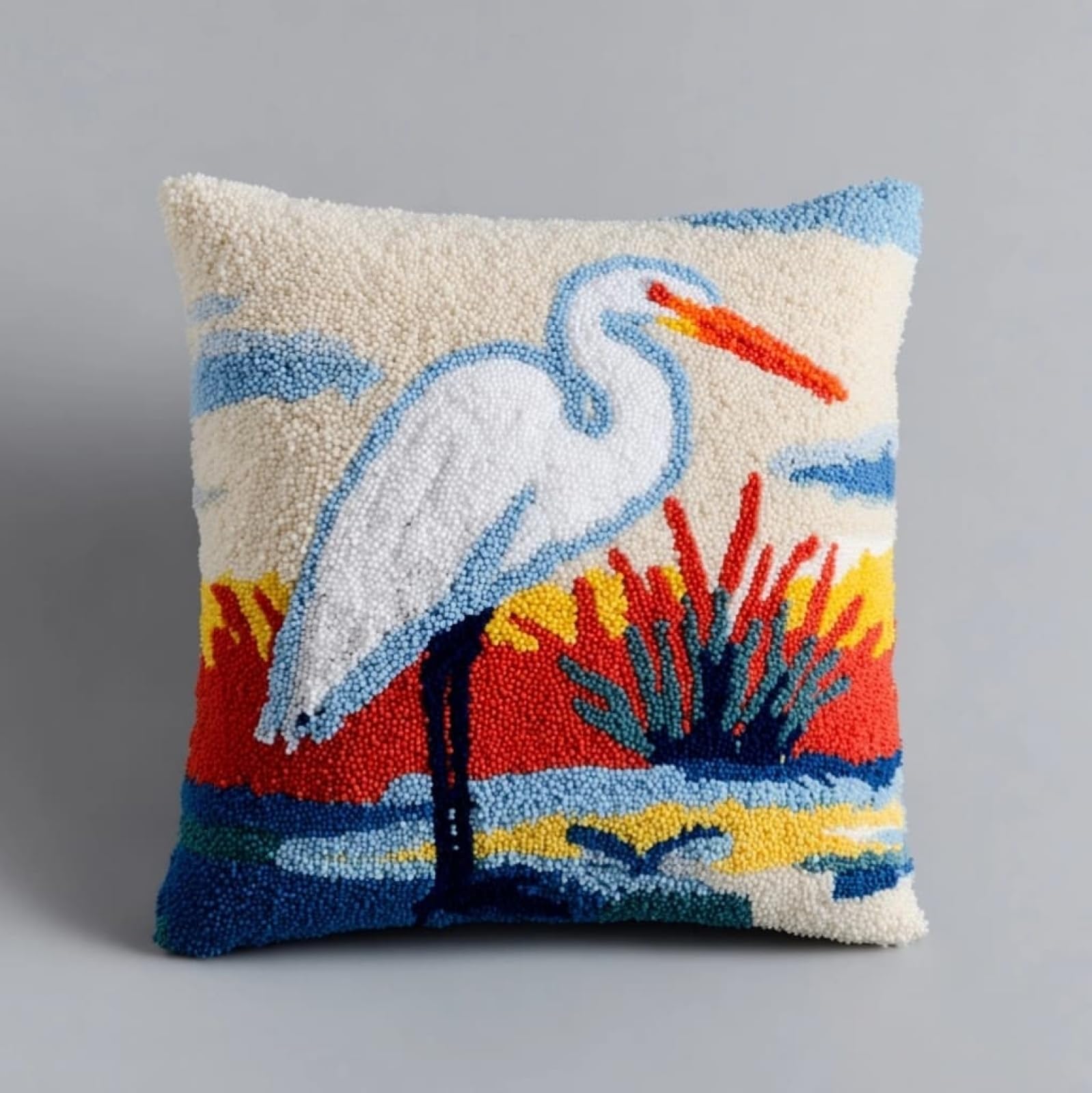 AxiangziK Latch Hook Cushion Kits for Adults Beginners,Animal egret
