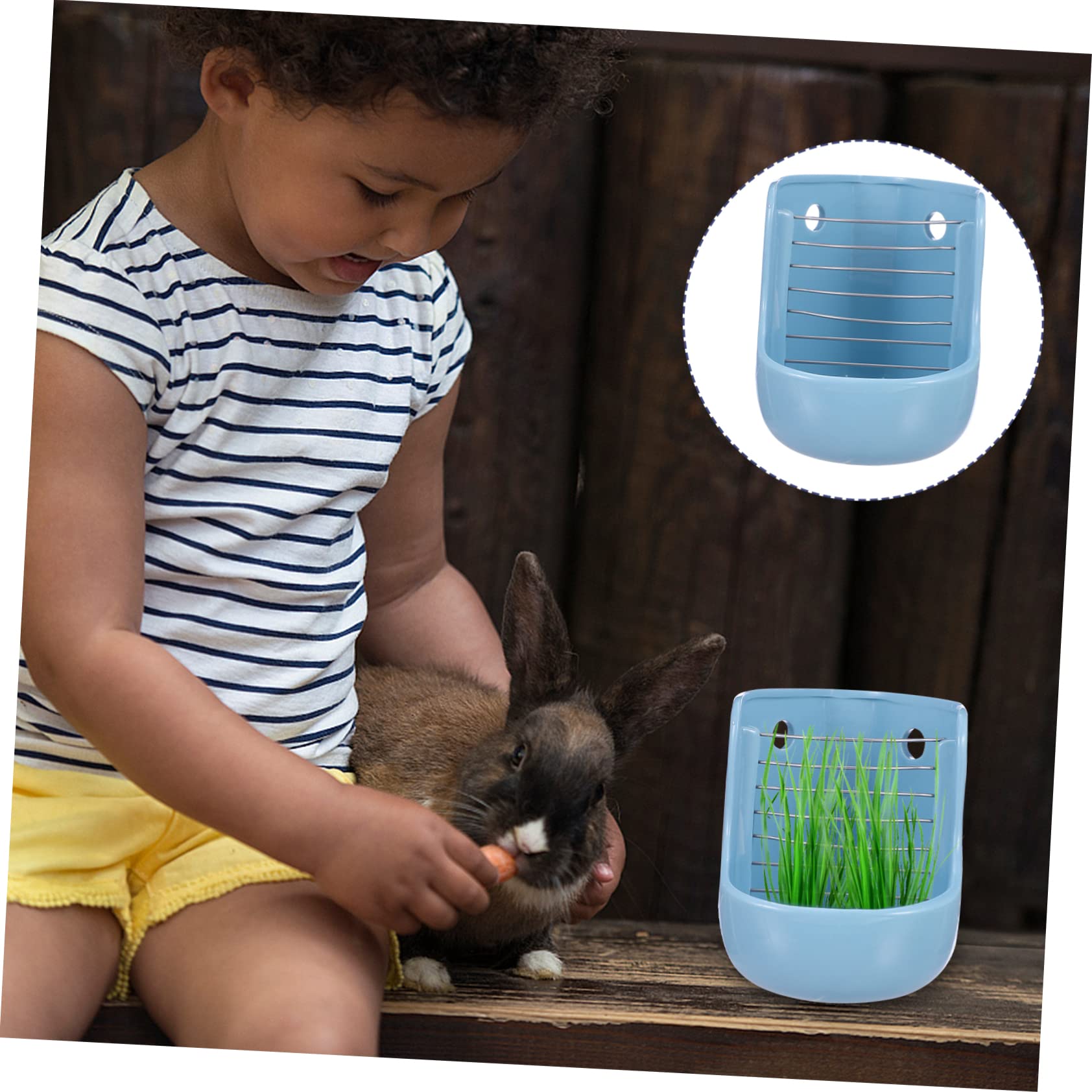 VANZACK Comedero Cerámico Desmontable para Chinchilla y Rabbit Soporte para Hierba