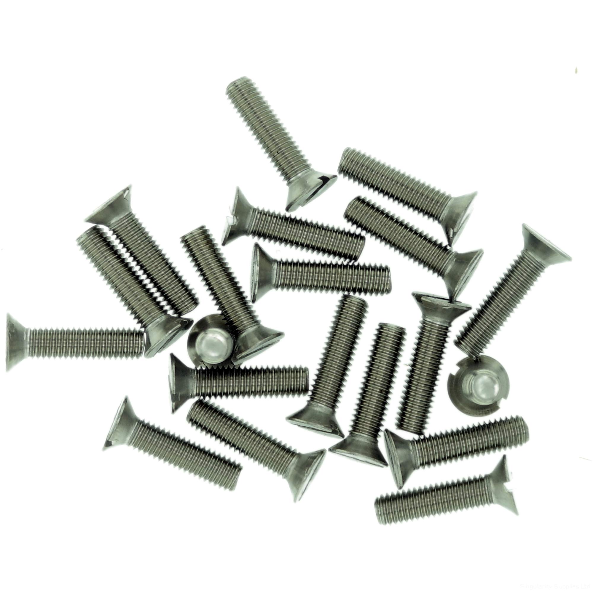 Singularity Supplies M5 (5Mm X 18Mm) Slot Countersunk Machine Screw (Bolt) - Stainless Steel (A2) (Pack Of 20)