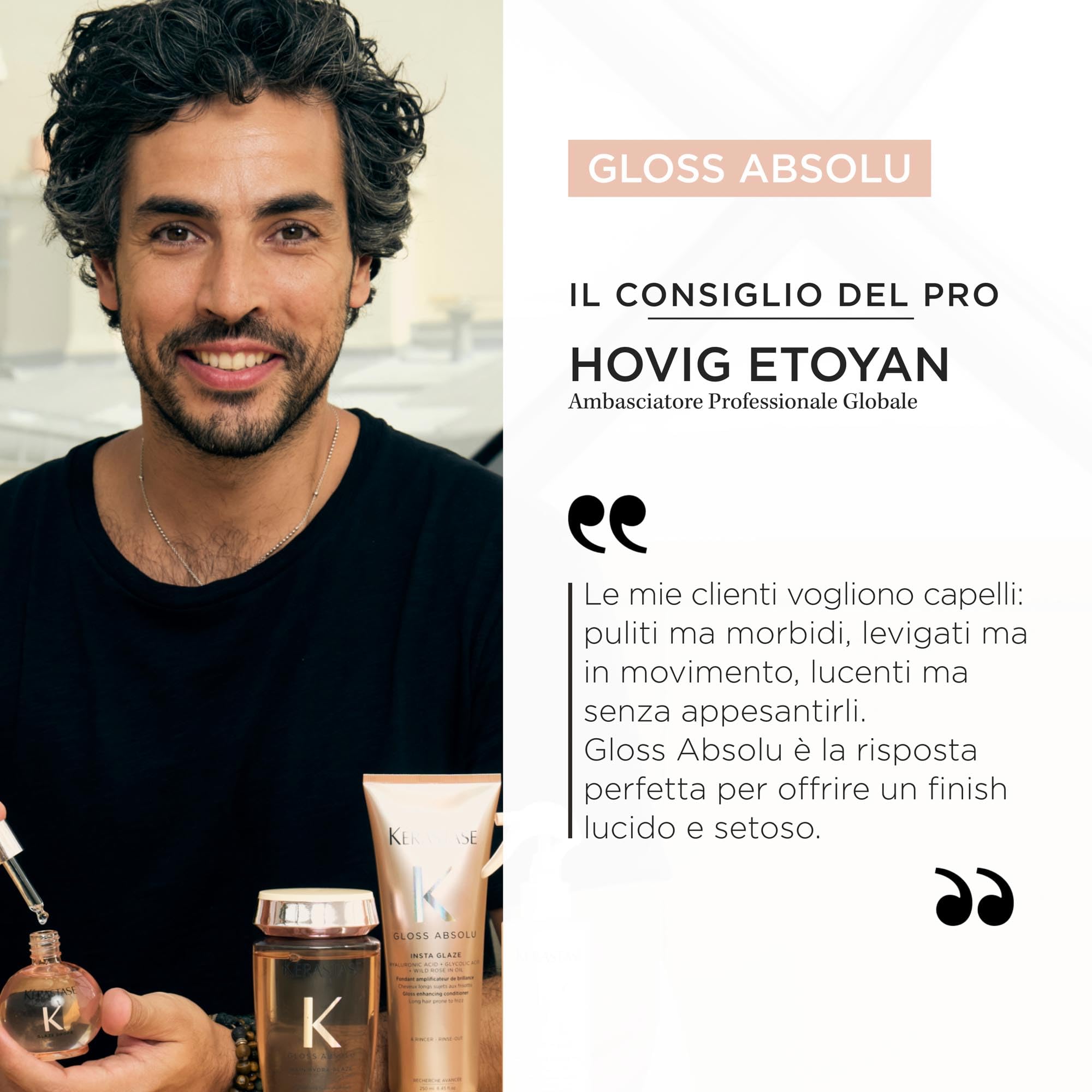 Kérastase Gloss Absolu, Shampoo per Capelli Crespi, Con Acido Glicolico, Acido Ialuronico e Olio di Rosa Canina, Bain Hydra-Glaze, 250ml