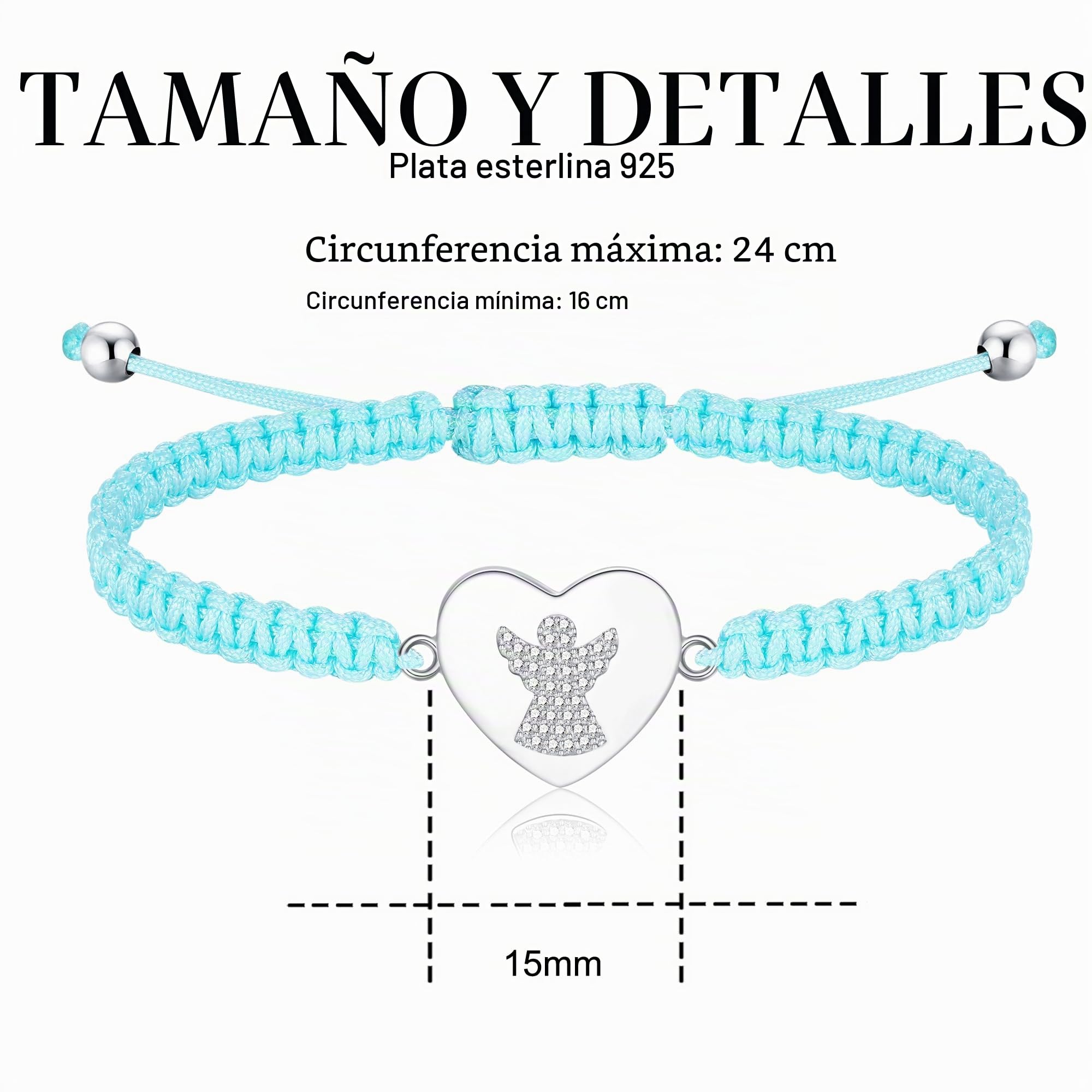 Jrêveinfini Pulsera de Corazón con Ángel de la Guarda en Plata de Ley 925 con Zirconia, para Mujeres y Niñas, en Caja de Joyería