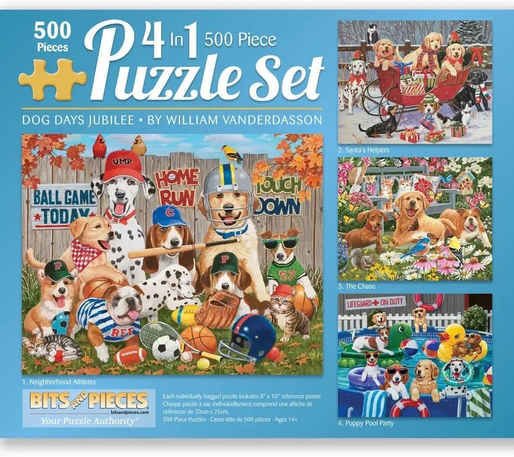 Amazon.com: Bits and Pieces – 4-in-1 Multi-Pack Jigsaw Puzzles for