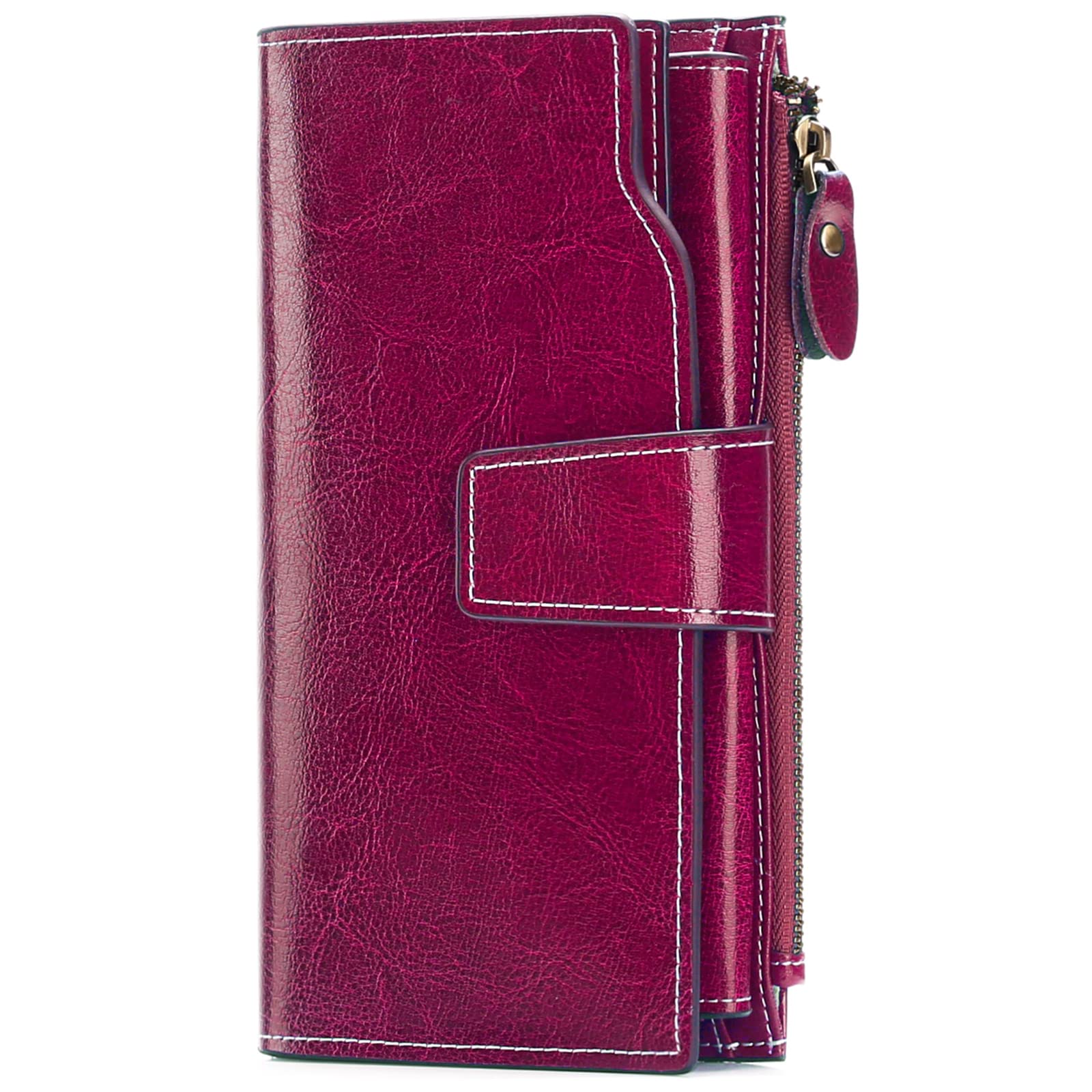 SENDEFN Portefeuille Femme Cuir Grande Capacite Porte Monnaie Femmes RFID Blocage,Porte-chéquiers Femmes Grande Capacité Fermeture Eclair Longue Portefeuille