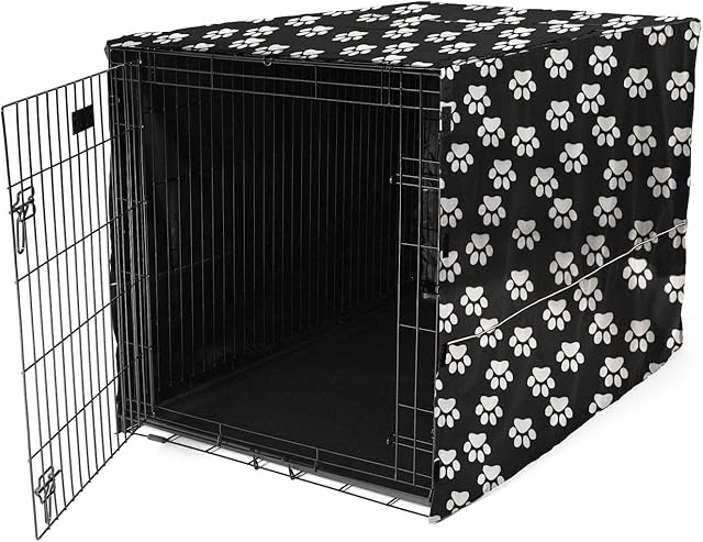 Dog Crate Cover for Wire Crates, Fits Most Dog Crates. Easy to Put On, Take Off, and Adjust - Cover only-Black -24 Inch
