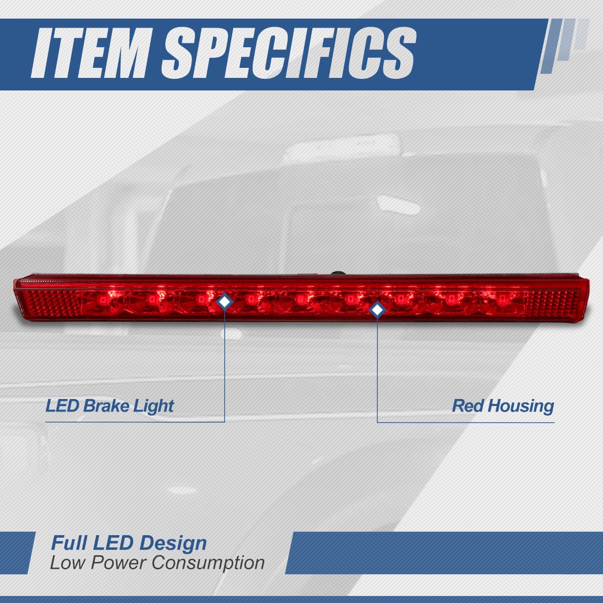 Auto Dynasty Rear High Mount Red Housing LED Third 3rd Brake Light Lamp Compatible with Toyota Rav4 XA40 13-18 / Lexus GX460 10-19