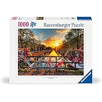 Ravensburger Puzzle 1000 pezzi Biciclette a Amsterdam – Puzzle Adulti +14 anni, 70 x 50 cm, Puzzle per Adulti , Foto Amsterdam, Idee Regalo