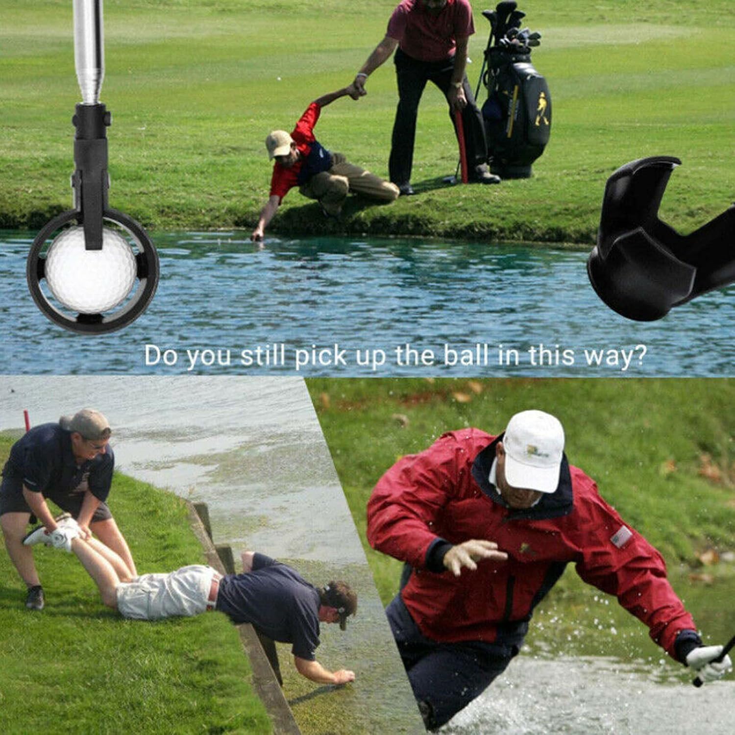 Golf Ball Retriever Telescopic,Automatic Locking Scoop Golf Ball Retriever Training Aid Golf Ball Pick Up Tools Golf Gift for Men