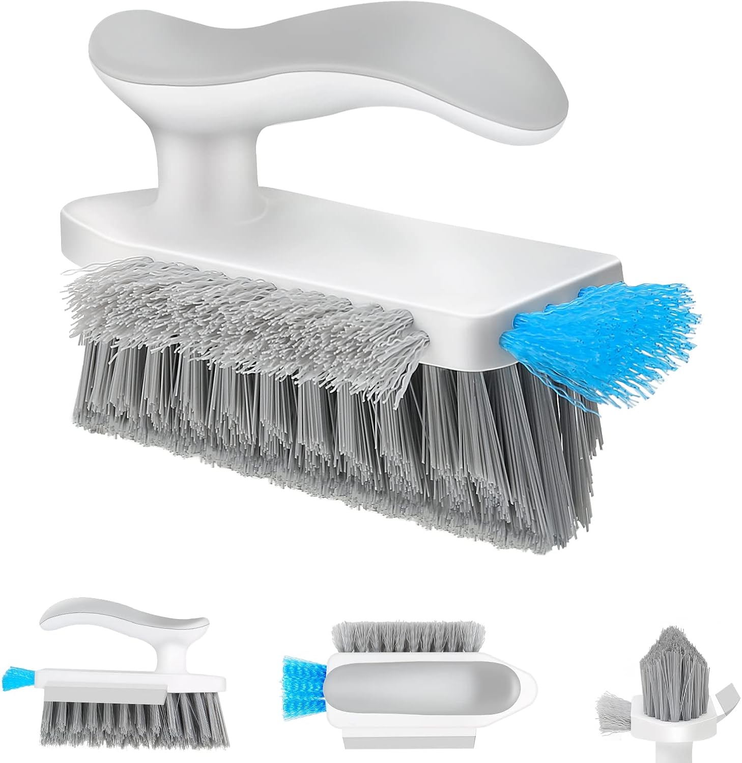 4 in 1 Tile Grout Cleaner Brush with Squeegee, VShape Gap Scrub Brush