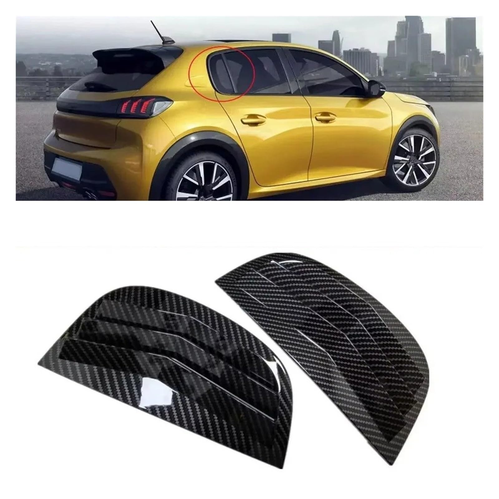 Spoiler Posteriore Per Peugeot 208 2018 2019 2020 2021 2022 2023 2024 Auto Posteriore Persiana Finestra Laterale Copertura Adesivo Vent Scoop Carbonio ABS Spoiler Sul Tetto(Gloss Black)