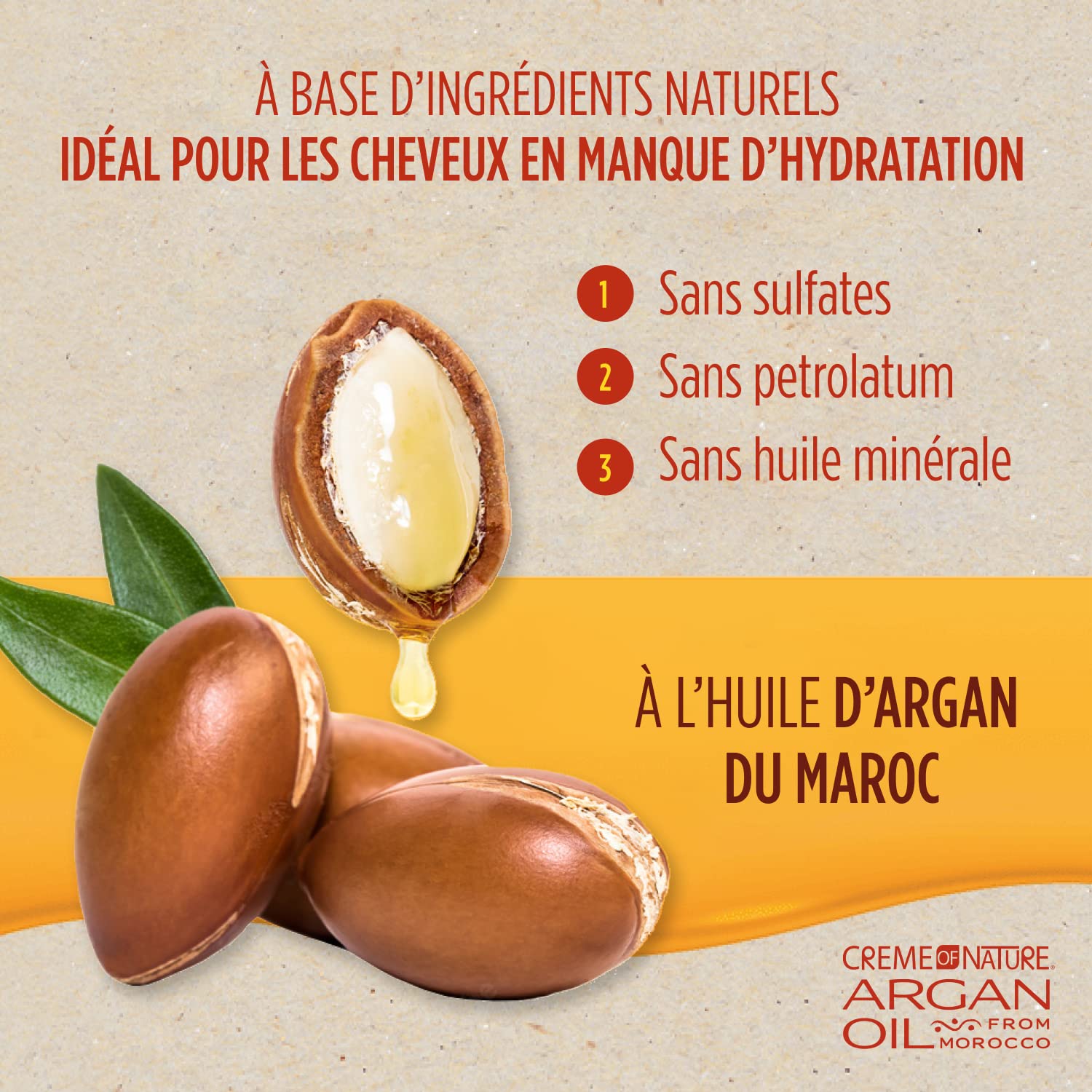 Creme of Nature, Argan Moisturizing Mask with Moroccan Argan Oil, Moisturising and Creamy Formula, Curly Hair, Frizzy Hair, Sulphate-Free, Pouch (63.7 g) - Image 3