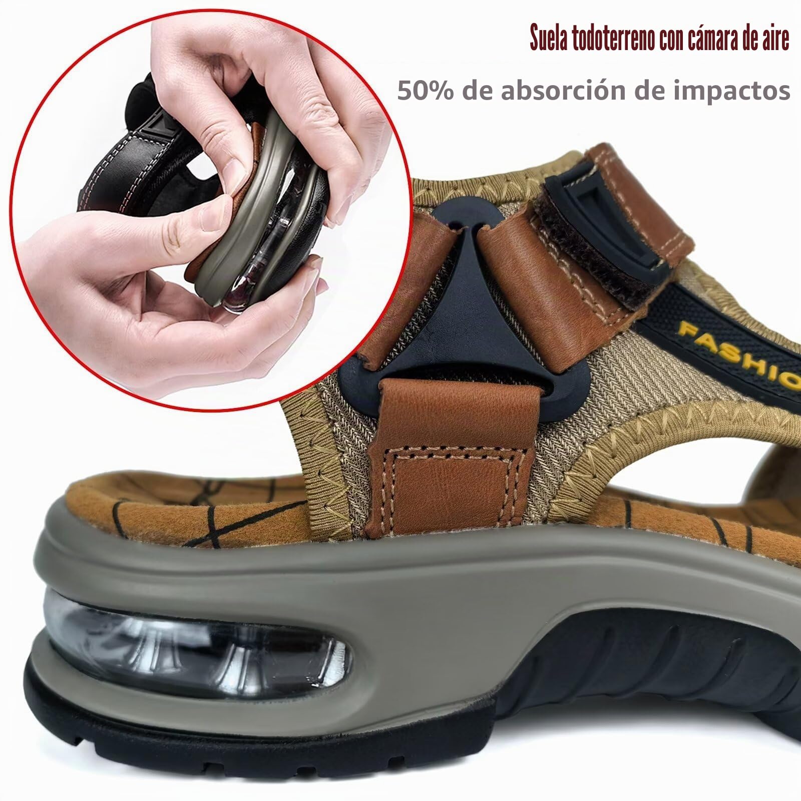 Sandalias Deportivas de Cuero para Hombre Verano Punta Abierta Sandalias de Trekking