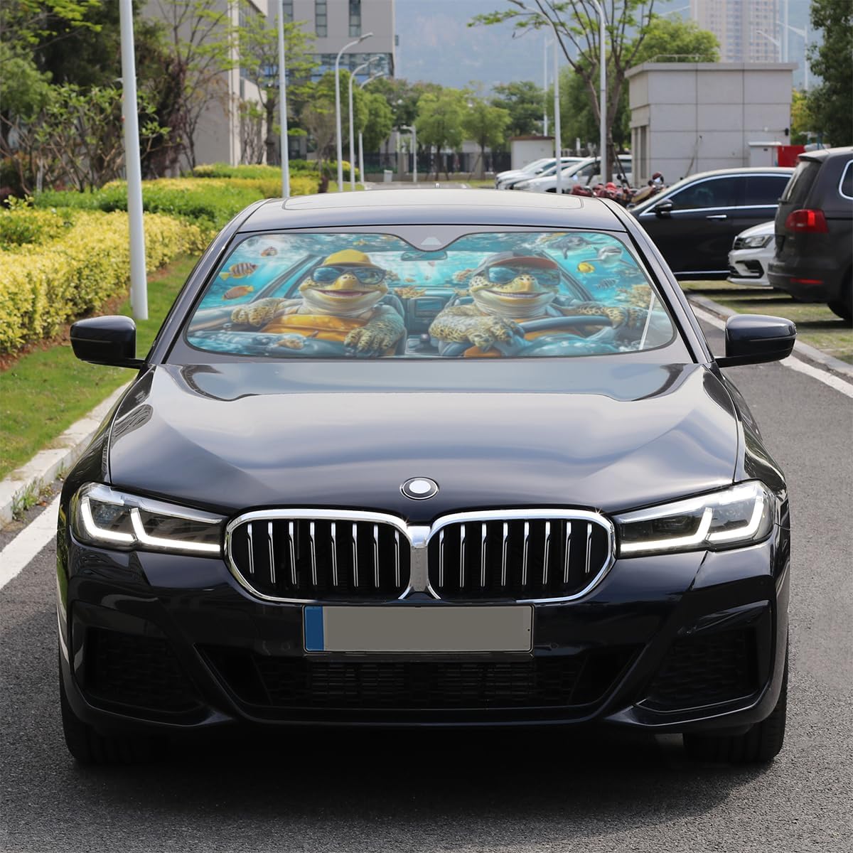 Sun Shade for Car Windshield - Foldable Car Sunshade Windshield for Front Window,Block UV Sun Visor for Fits SUV Truck 55"x27.6" Automotive Accessories(Sea World Turtle)