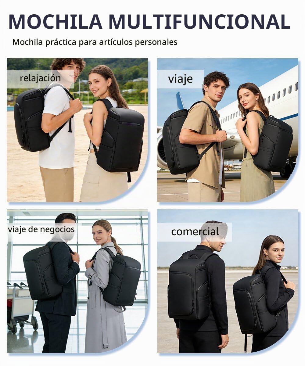 Mochila de Negocios para Hombre 43 L Gran Capacidad Mochila para Ordenador Portátil de 15,6 Pulgadas Resistente al Agua Oficina Viaje Senderismo
