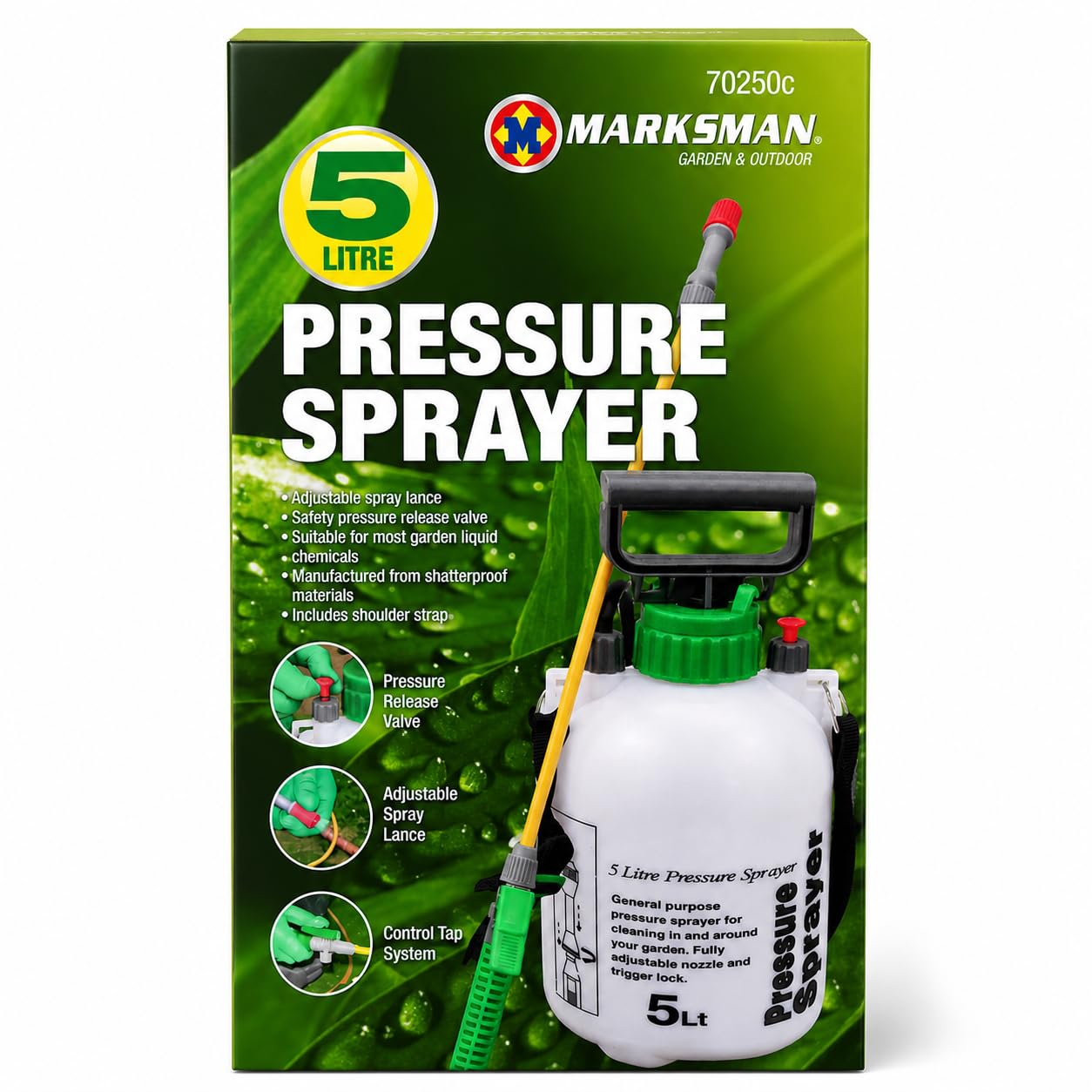 5 Litre Pressure Sprayer for Garden & Home Use | Adjustable Nozzle, Hand Pump Sprayer with Shoulder Strap | Ideal for Plant Watering, Pest Control, Cleaning & Weed Spraying