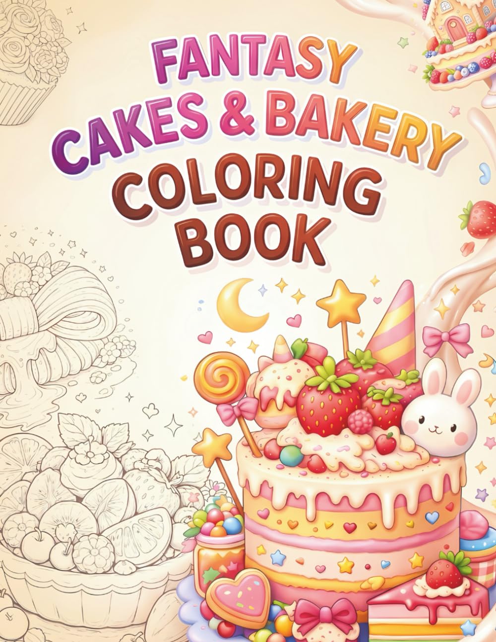 Fantasy Cakes & Bakery Coloring Book: A Whimsical Coloring Book Filled with Magical Cakes, Sweet Treats, and Cozy Bakery Dreams