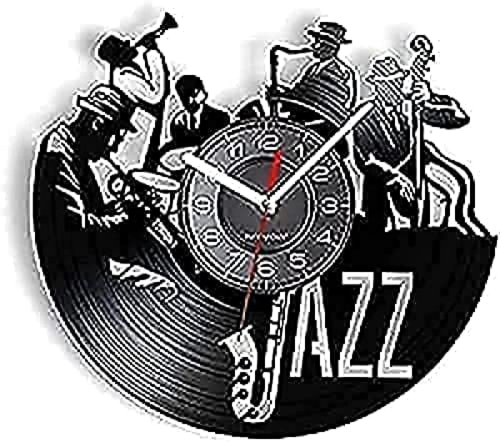 Horloge murale concert jazz vinyle rétro disque CD déco album vintage pour musiciens passionnés