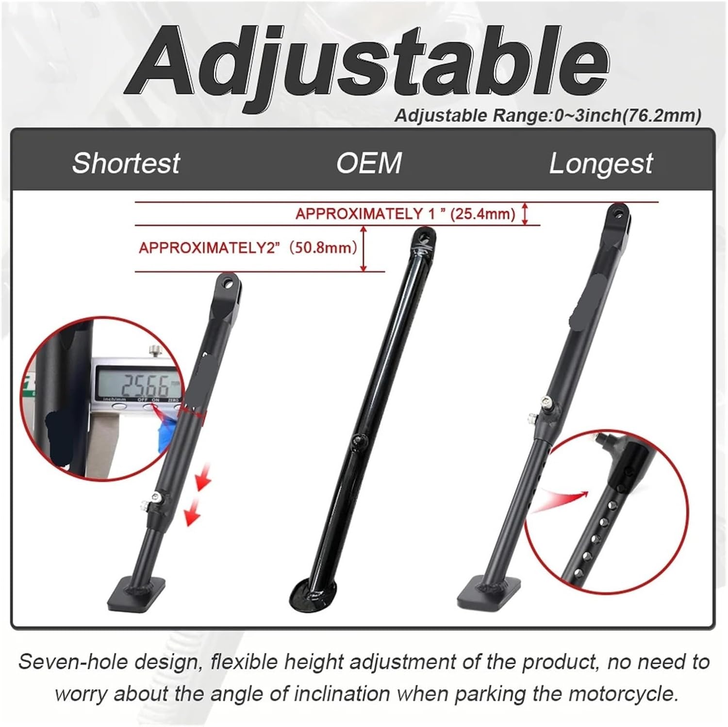 Compatible With Yamaha TTR230 TTR 230 2006-2026 Motorcycle Aluminum Adjustable Kickstand Sidestand Parking Foot Side Support Stand Holder