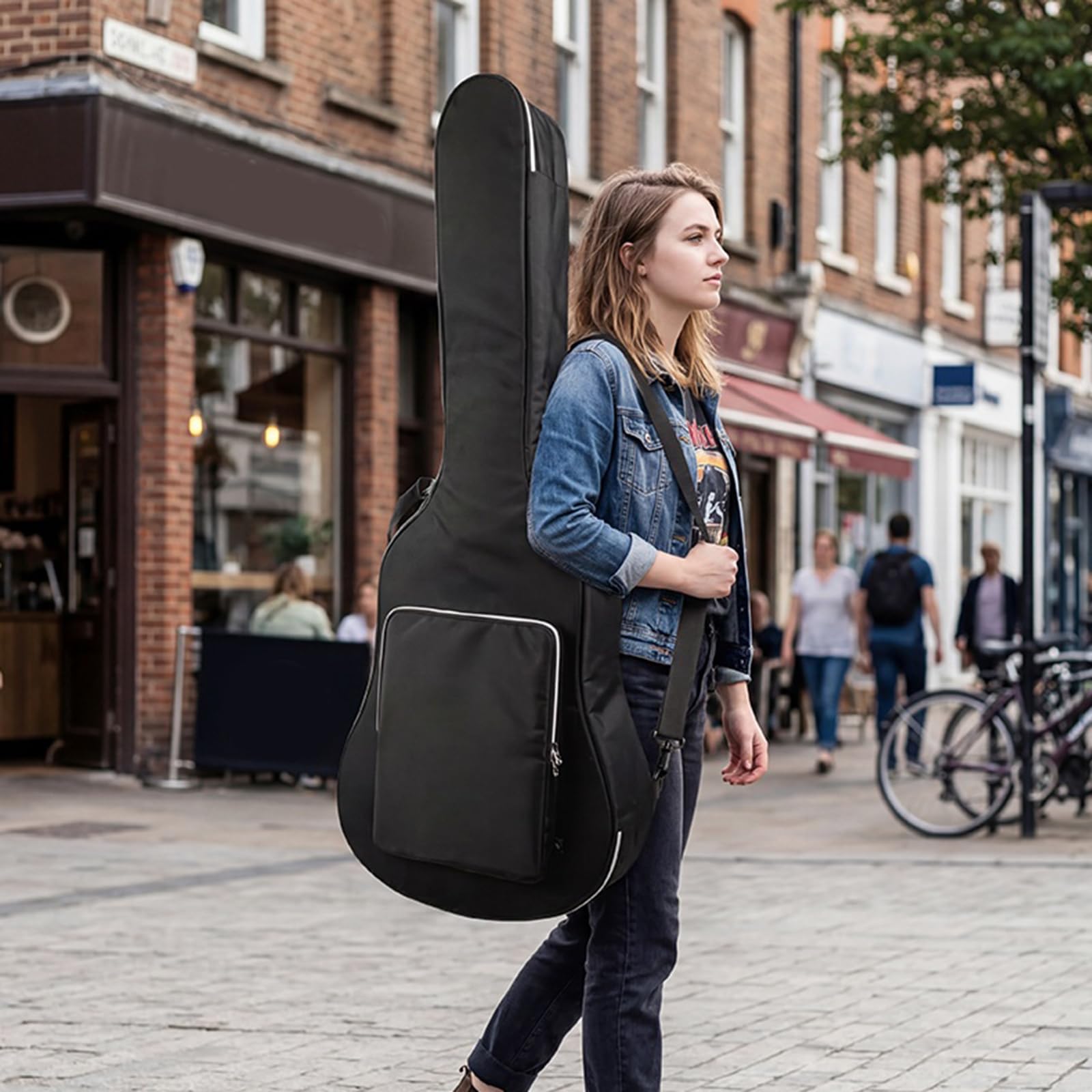 Mochila de guitarra gruesa con acolchado grueso, bolsa de almacenamiento protectora, correa de hombro ajustable, bolsa de transporte para guitarra eléctrica, mochila gruesa