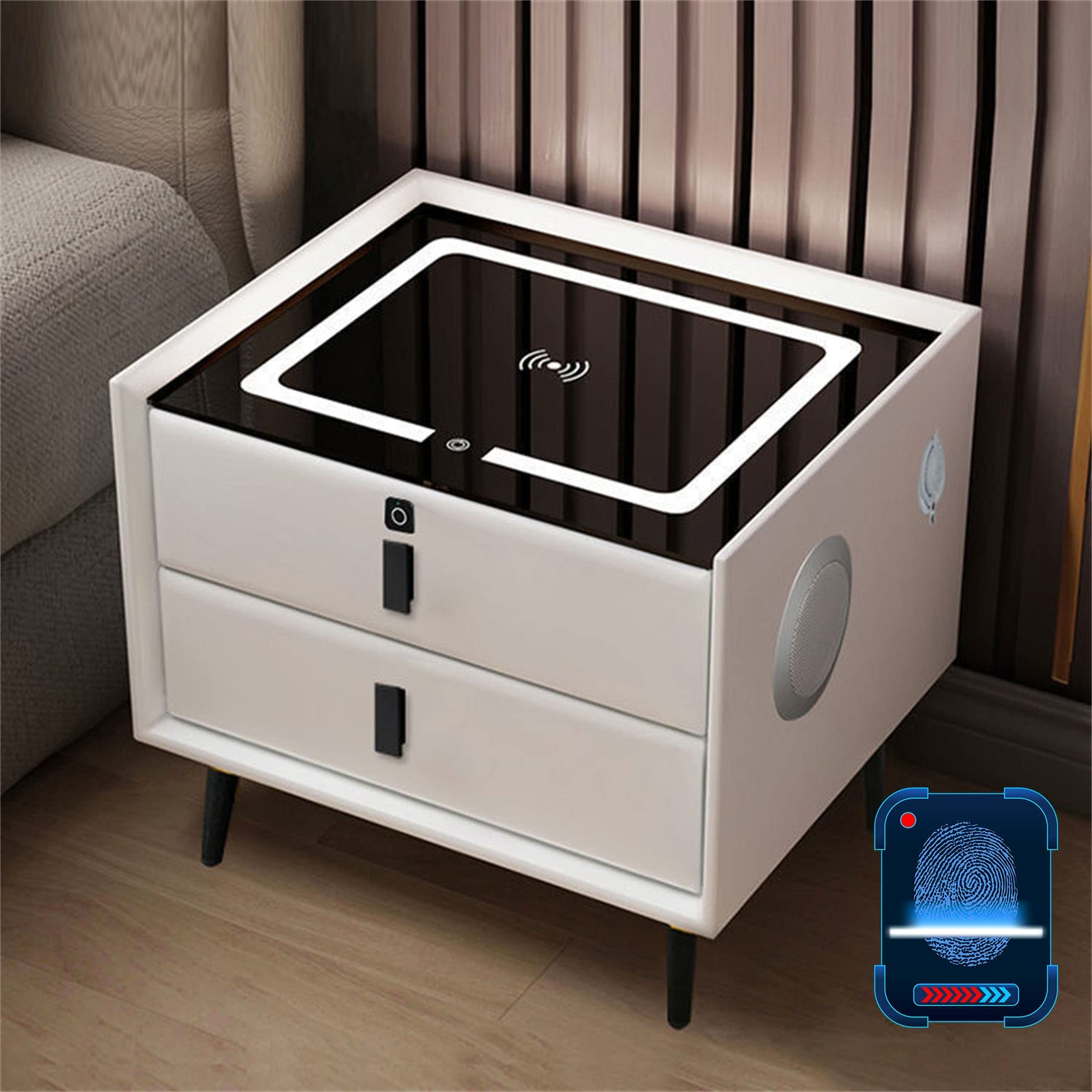 Table de chevet avec empreinte digitale pour nuits sereines