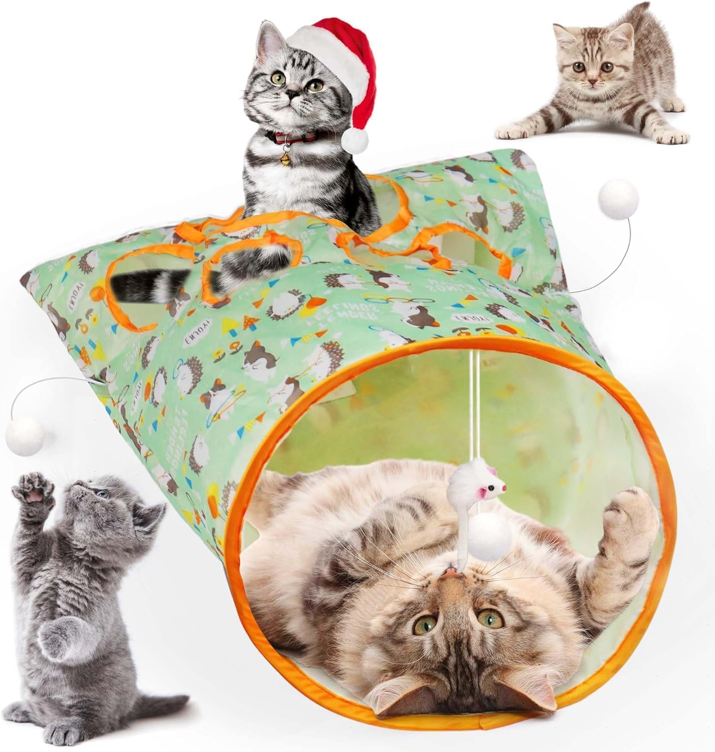 Cat Tunnel Bags for Indoor Cats, Cat Self Interactive Toys, Crinkle Paper Collapsible Interactive Pet Cat Tubes with Plush Ball,The Bird