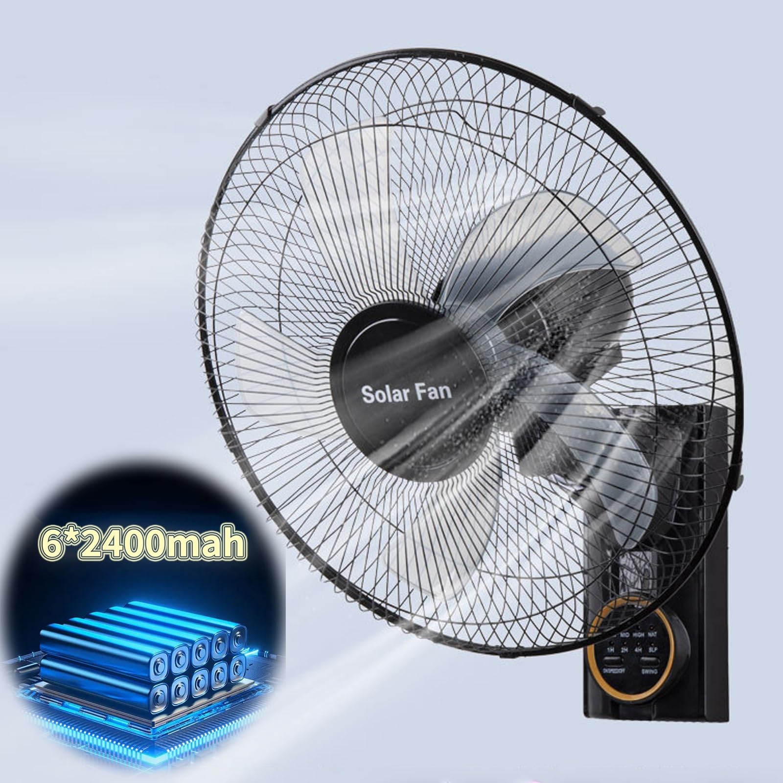 Ventilatore da parete con oscillazione e inclinazione regolabile, design a 5 pale ad alta velocità per camera da letto, casa ed esterno