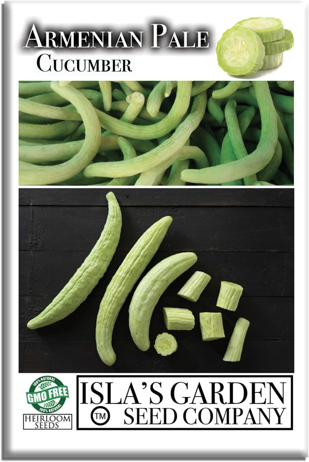Armenian Pale Green Cucumber Seeds (Cucumis sativus) – 100+ Non-GMO & Heirloom Seeds for Planting, Long Crisp Light-Green Cucumbers for Fresh Eating & Salads, by Isla’s Garden Seeds, Gift Idea