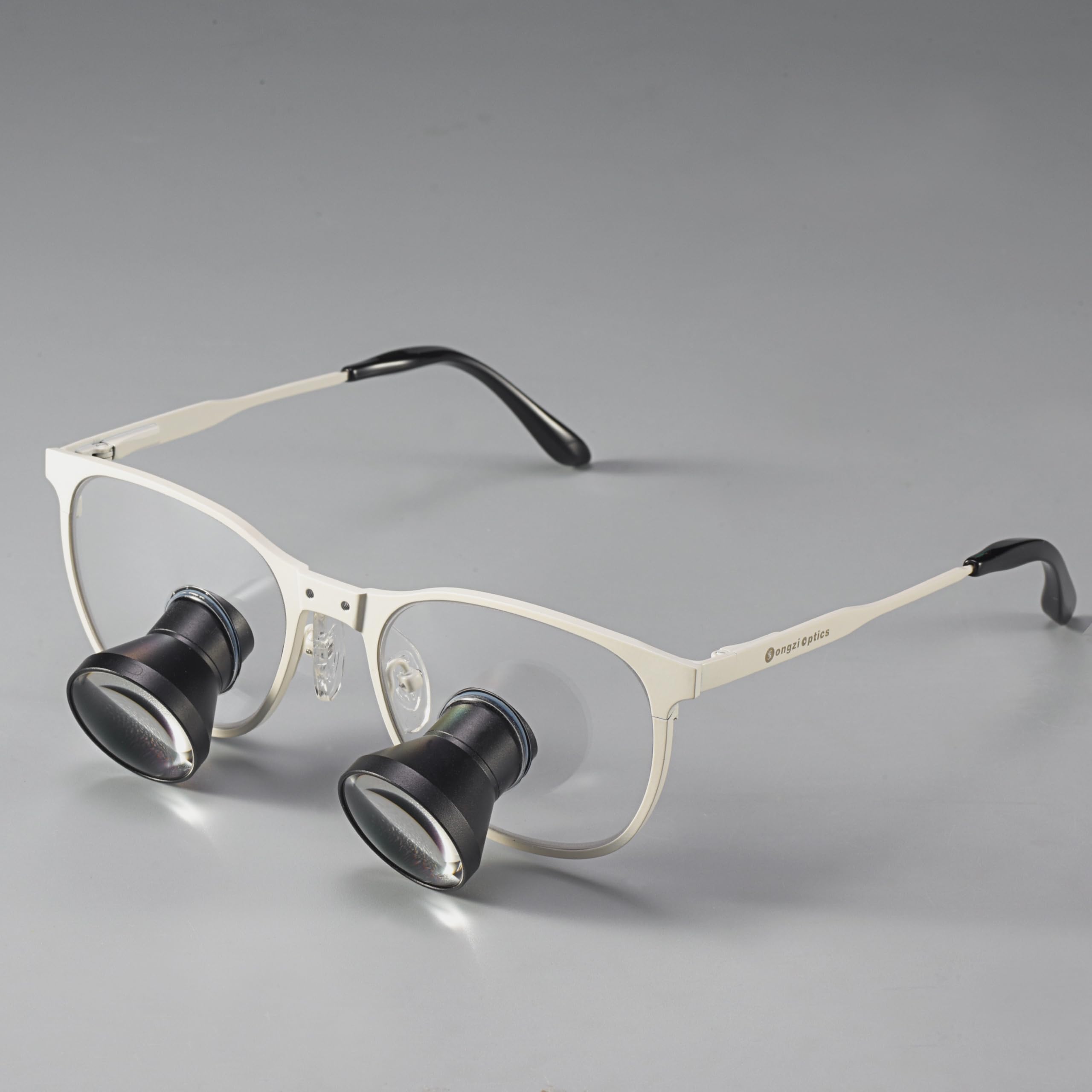 2.5X 3X 3.5X Optional Songzi Optics White Titanium Frame TTL Dental Loupes Through The Lens Surgical Loupes Customized (Magnification:2.5X, Customized Near PD)