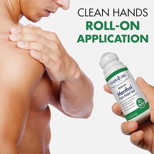 Miniatura 2 de TheraCare 4% Menthol Roll-On  Sensación fría y caliente  Gel para aliviar el dolor, 2.5 onzas, 2.5 fl oz, fórmula no grasosa, acción penetrante