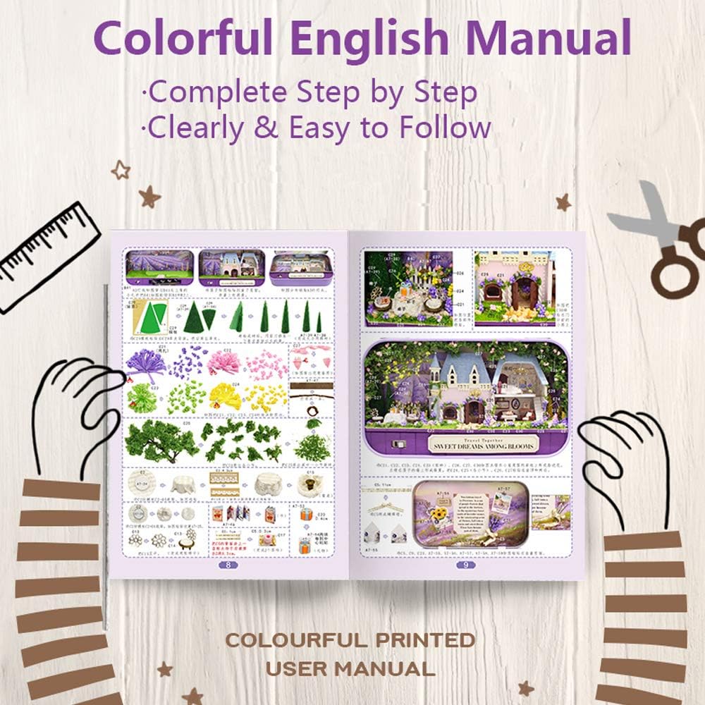 MAGQOO 3D Wooden Dollhouse Miniature DIY Doll House Kit with Furniture,1:100 DIY Box Theater Kit(Pack of 3)