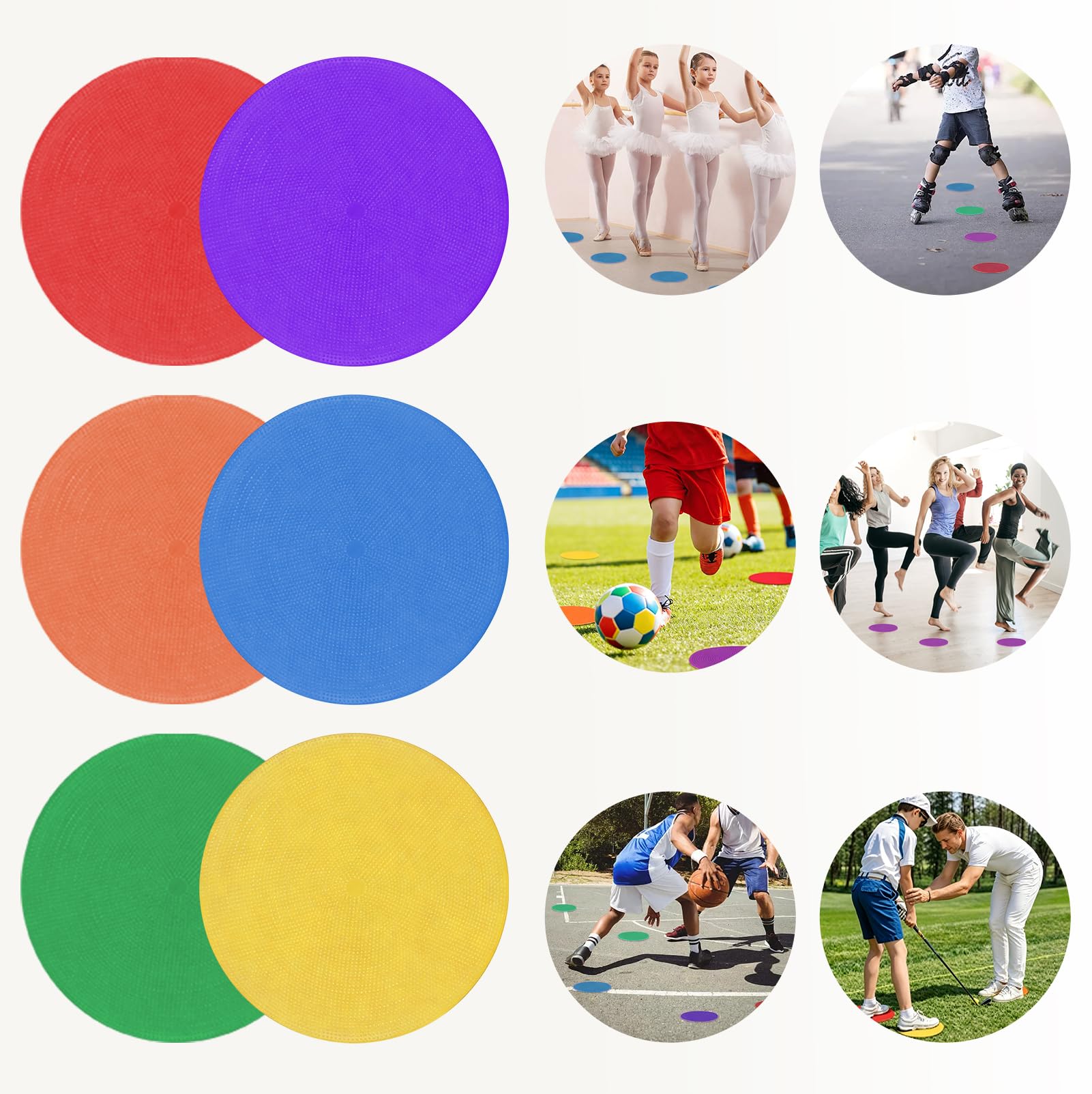 Lot de 60 disques de marquage antidérapants 15 cm sac filet noir football gymnastique handball basketball