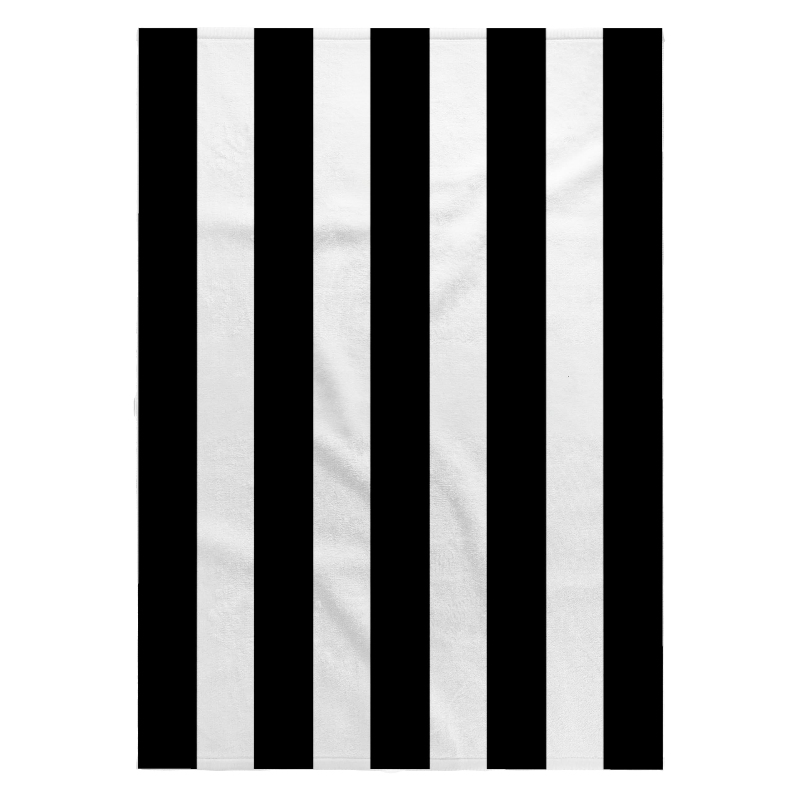 3dRose 22x30 Bath Hand Pool Towel - Black and White Stripes Pattern - Vertical Striped Stripy Stripey Stripe Retro Traditional Classic Stripe Patterns