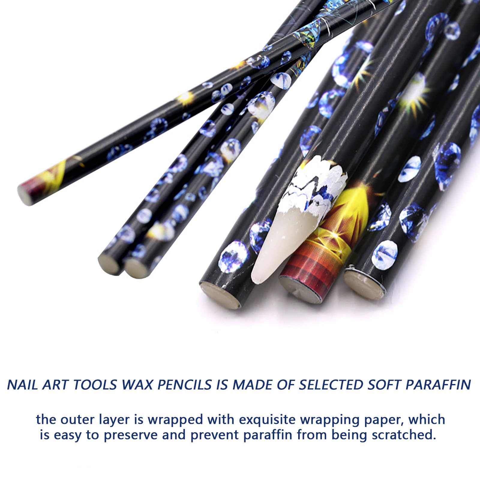 10Pcs Beautiful Rhinestone Wax Pen Soft Rhinestone Picker Nail Gems Art Crafts Nails Pencil Dotting Tool Diamond Painting Rhinestone Picker Wax Pencil - Image 3