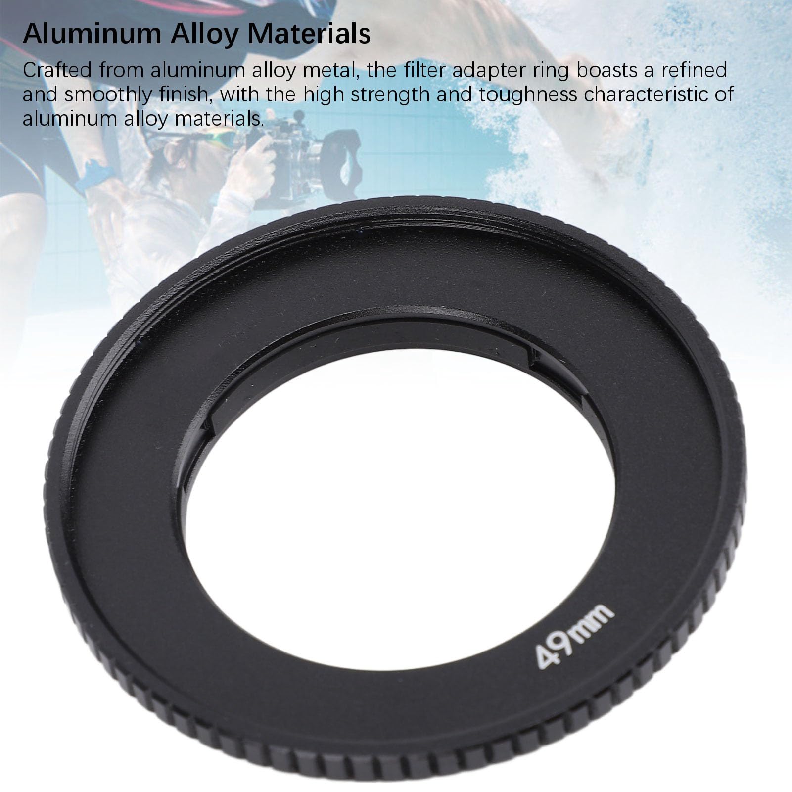 Adapter Obiektywu Aparatu 49 Mm, pierścień Adaptera Filtra Aparatu Fotograficznego ze Stopu Aluminium do Action4, Kompatybilny ze Wszystkimi Akcesoriami do Filtrów 49 Mm