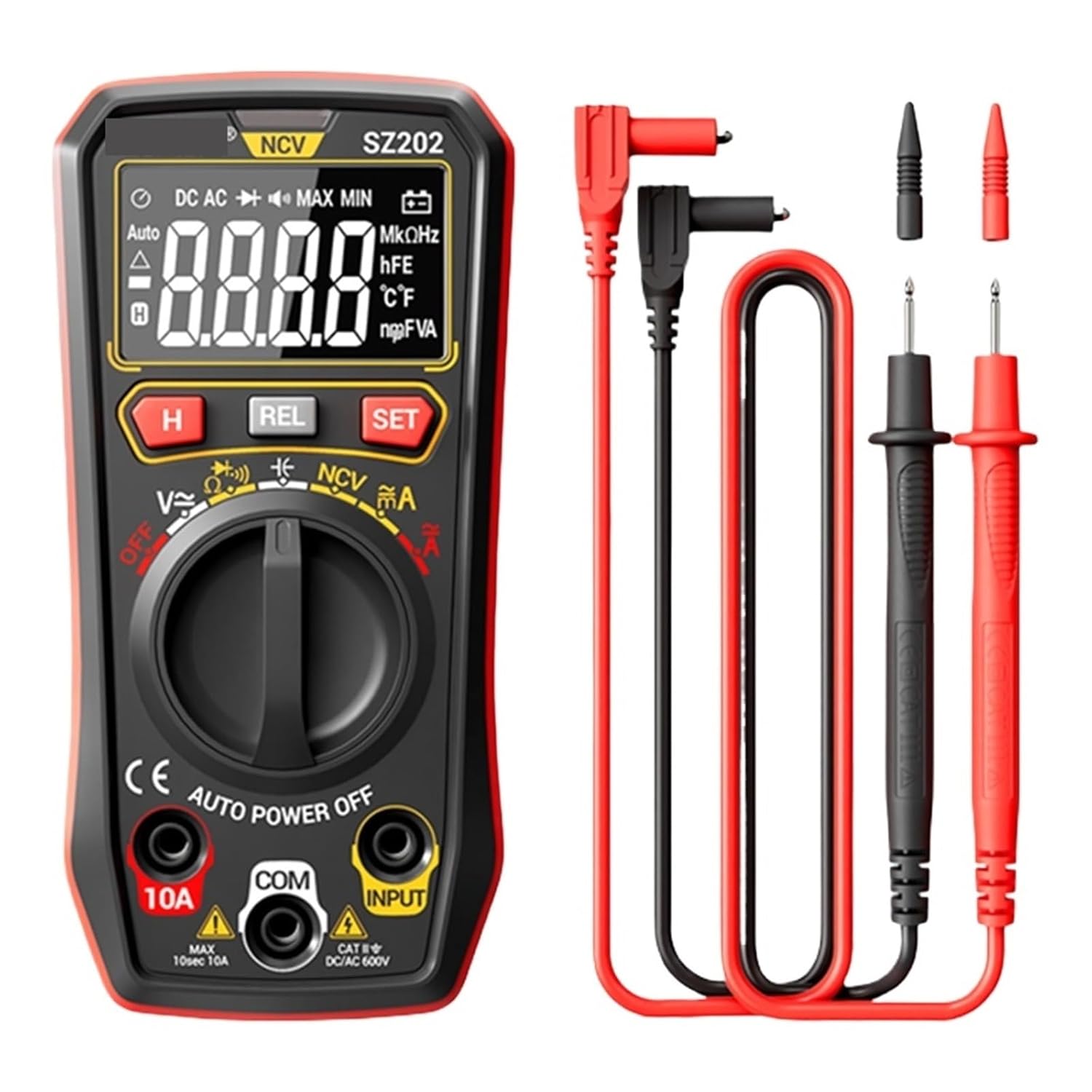 Digital Multimeter AC/DC Votage Current Automatic Tester Volt Meter NCV Detector for Resistance Capacitance Diode(Red)