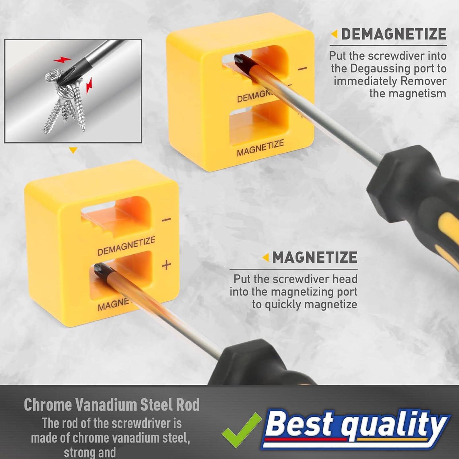Juego de destornilladores magnéticos con fuertes cabezales magnéticos, estructura de acero y ergonómico para la reparación de aparatos electrónicos y amplio juego de herramientas de destornillador
