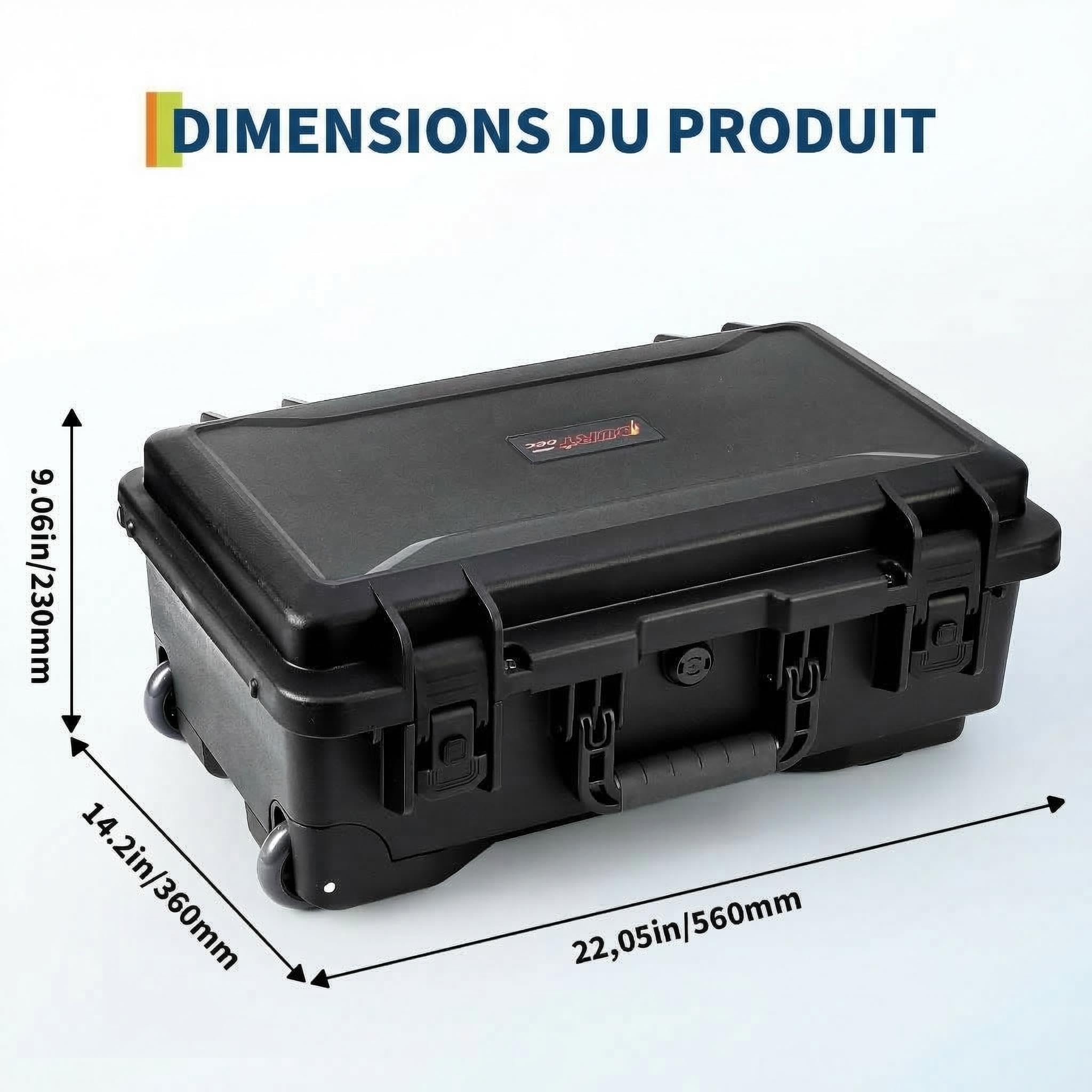 Garvee Valise étanche renforcée pour Appareil Photo – Boîte sèche Antichoc, Anti-poussière 22”x14”x9”, idéale plongée et Sports Nautiques – Séparateurs matelassés, Roues, Compartiments modulables –