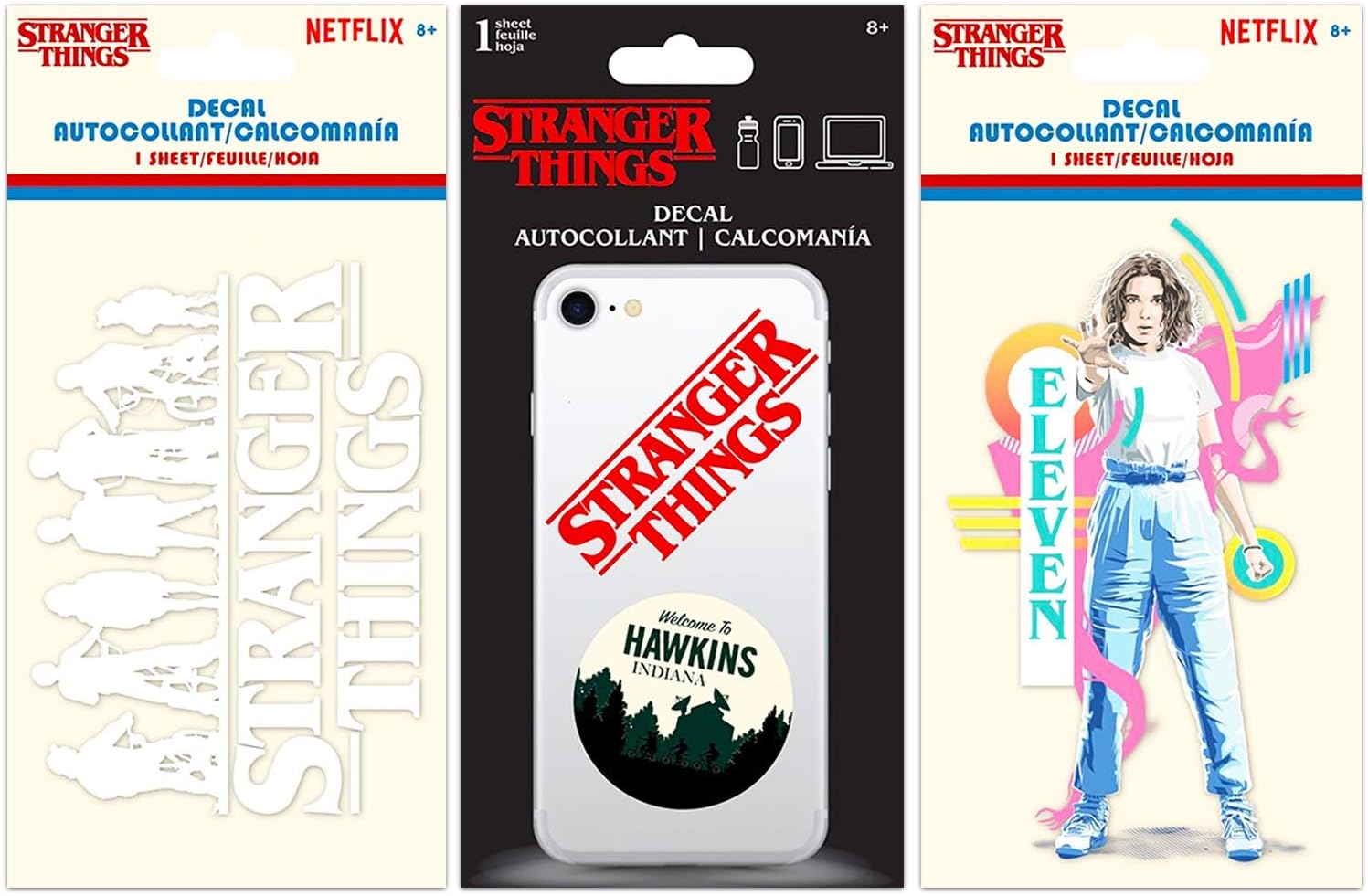 Stranger Things Sticker Set - 3 Premium Stranger Things Decals for Room Decorations, Cars, Laptops, Walls, and More Stranger Things Party Supplies (Stranger Things Merchandise)