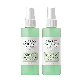 Mario Badescu Facial Spray with Aloe, Cucumber and Green Tea for All Skin Types | Face Mist that Hydrates & Invigorates | 4 Fl Oz(Pack of 2)