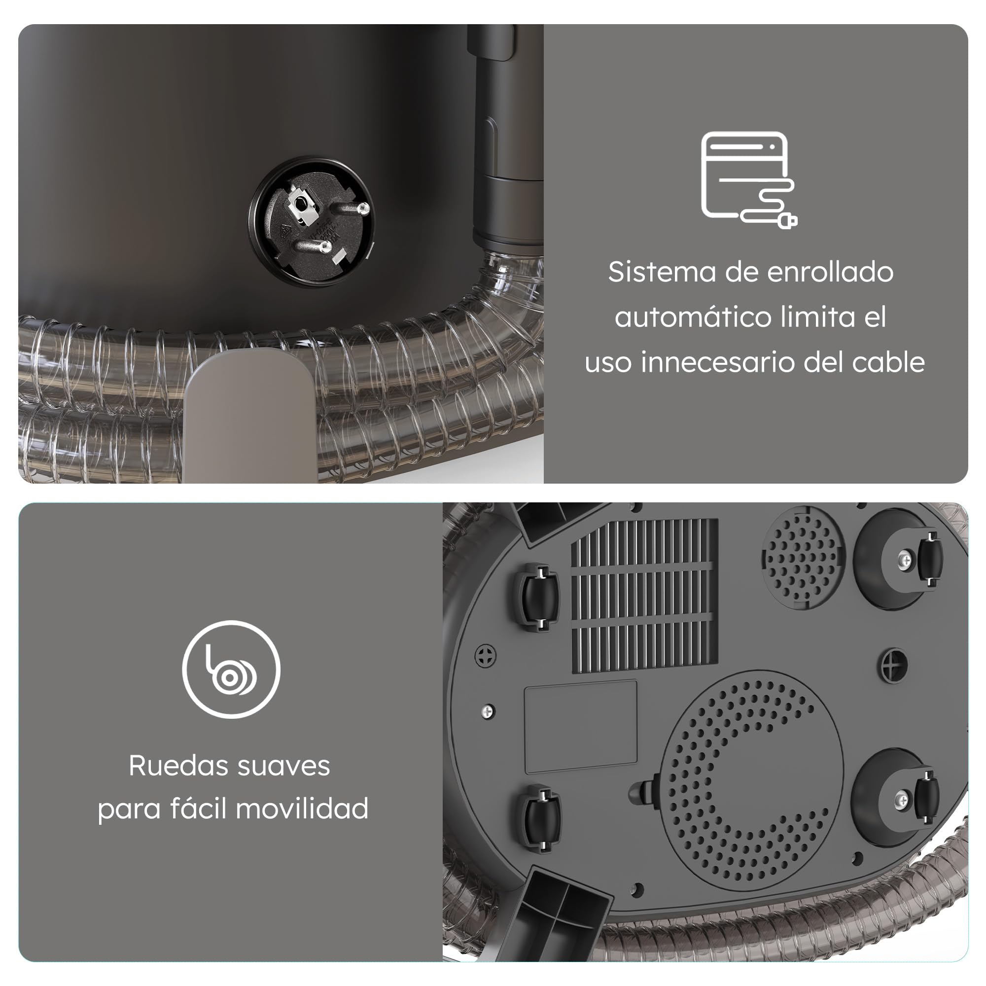 Saaf Limpiador de Manchas – Set de 7 Piezas – Función Vapor hasta 100°C – Alfombras y Sofás – Motor Potente 1700W – Incluye Cepillo Alfombra, Cepillo Precisión & Limpiacristales – Negro