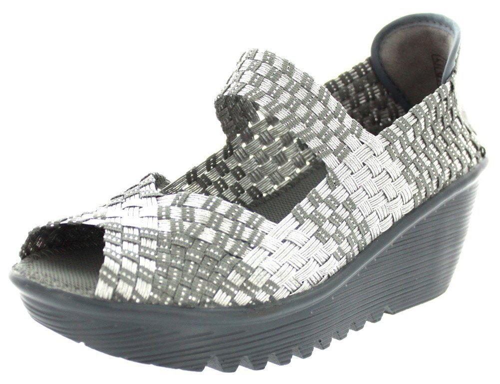 Bernie Mev Womens Hallie Silver Gray Wedge - 39
