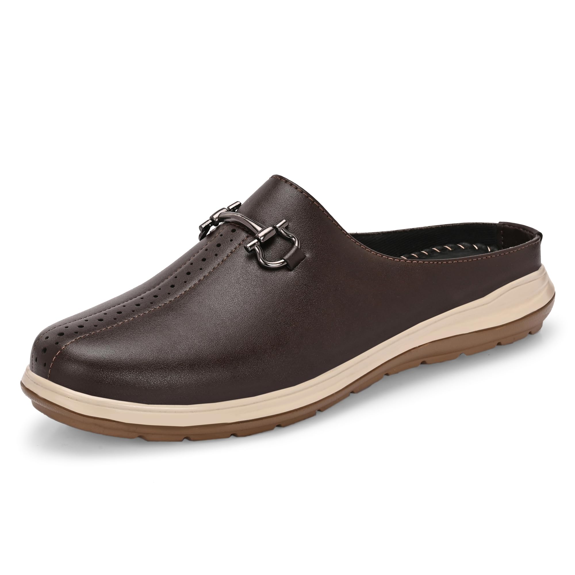 restroad Men's Premium Slip-On Sandal's | Synthetic Leather Casual Mules | Lightweight Comfort Footwear for Daily Wear, Office & Party-picture-37